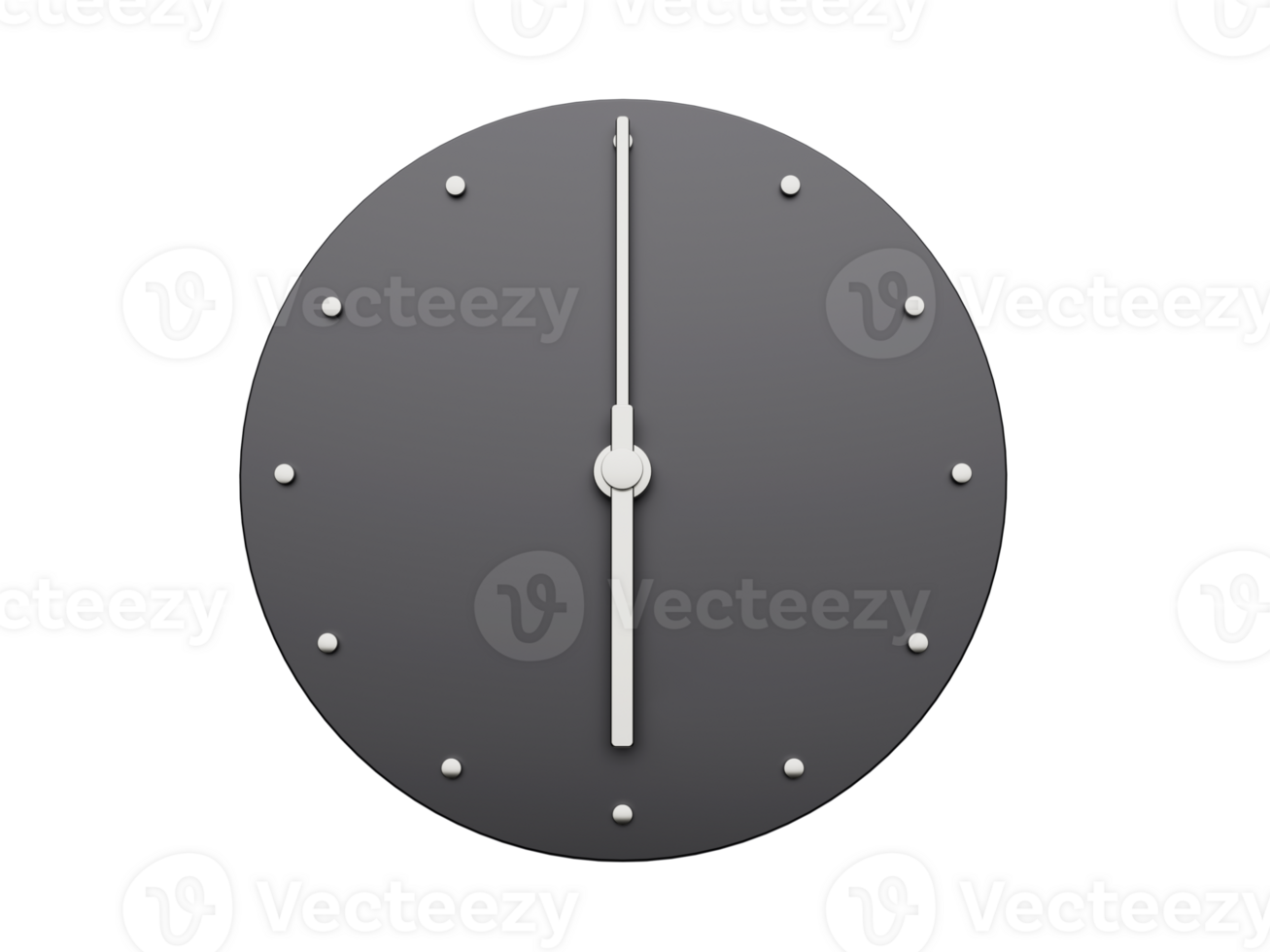 3d Realistic Simple Gray Round Wall clock 6 six o clock, 3d illustration png