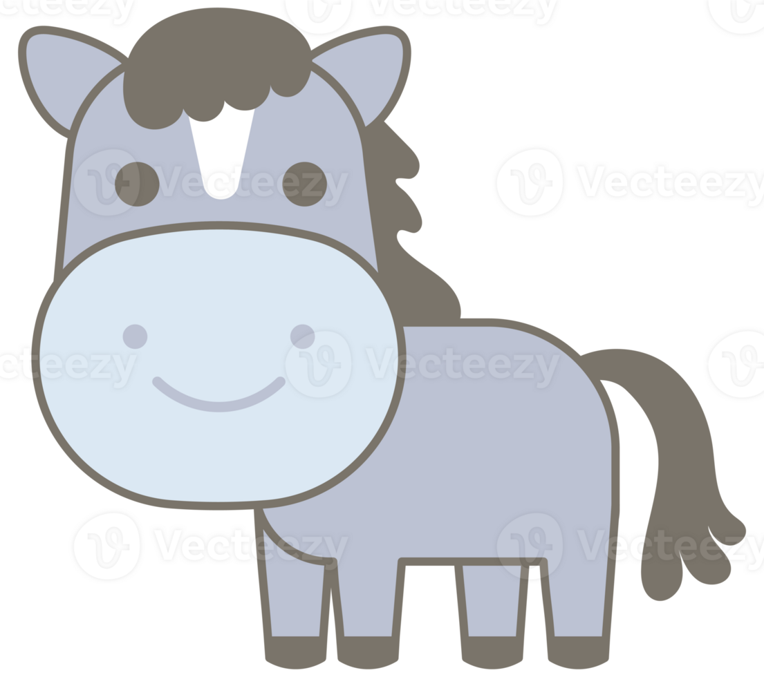 Cute happy farm life in Children Style Cartoon illustration donkey horse png