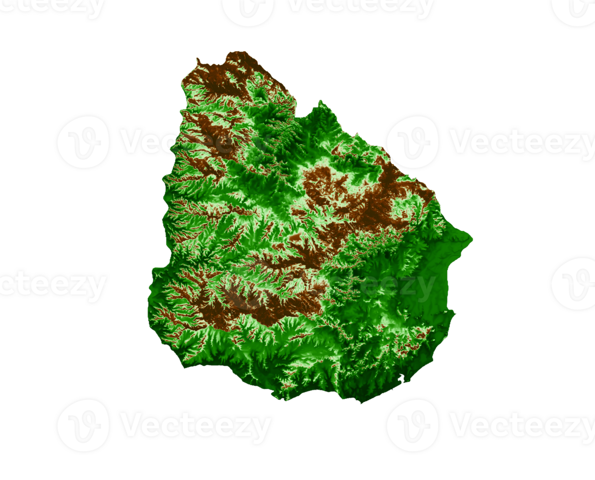 Uruguay Topographic Map 3d realistic map Color 3d illustration png