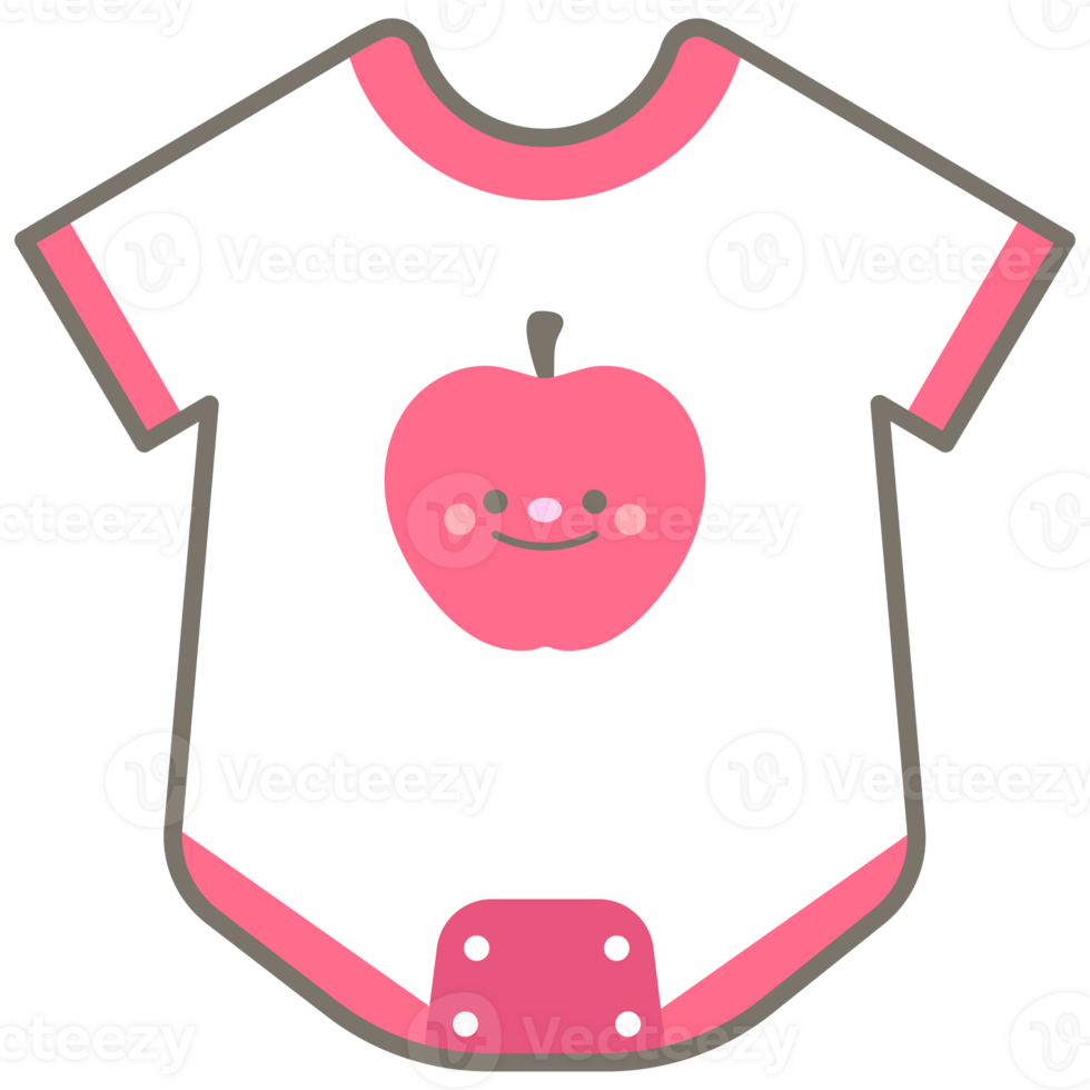 Cute baby clothes in Children Style Cartoon illustration red apple romper png