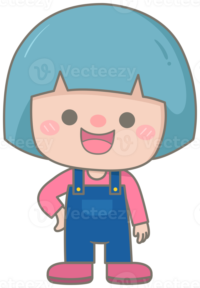 Cute happy farms life in Children Style Cartoon illustration farmer girl png