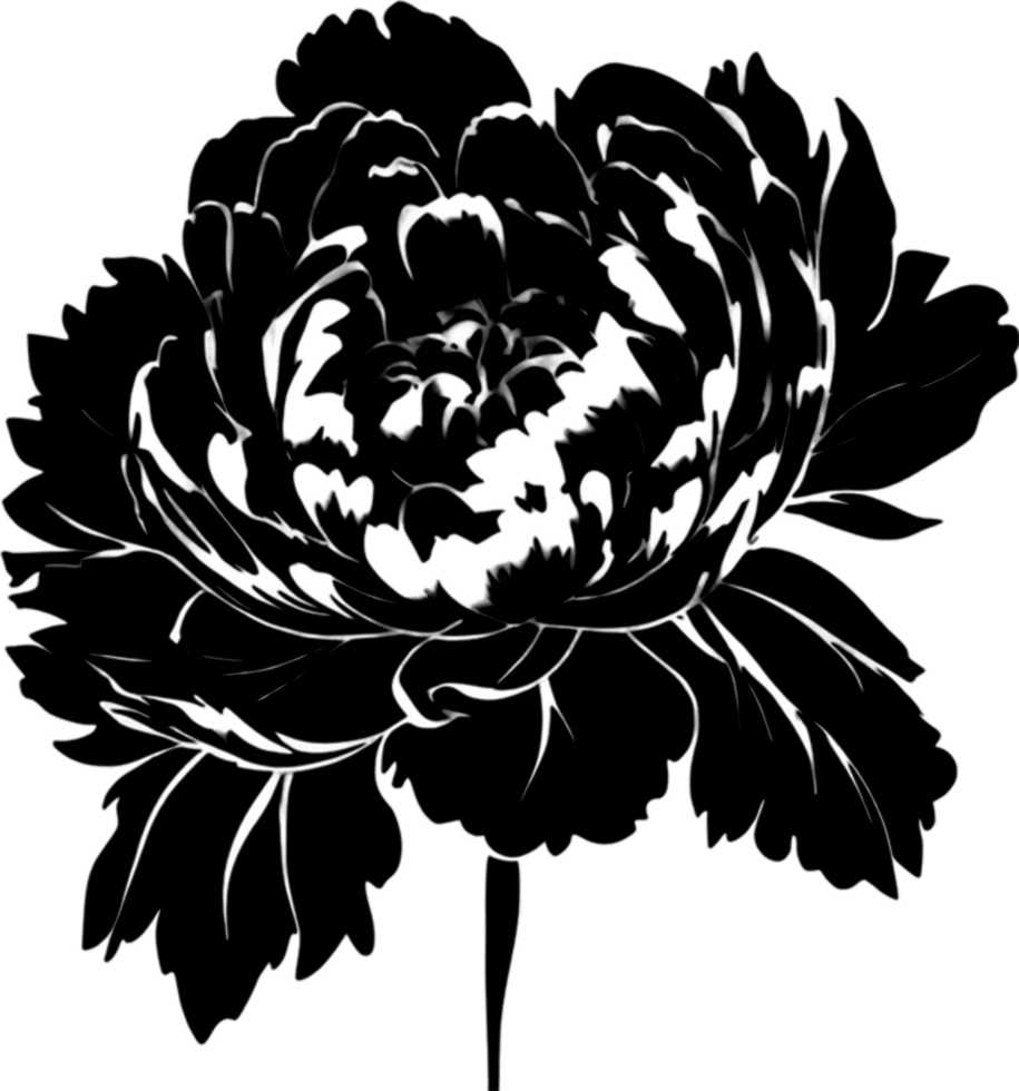 Elegant peony black stencil for stylish home decor projects. AI-generated. png