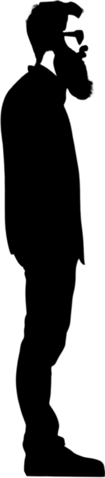 Striking bearded man portrait showcases full black stencil style. AI-generated. png