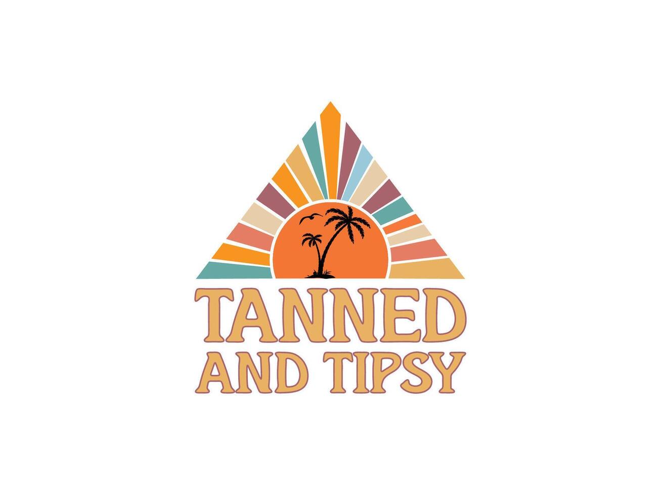 Tanned and tipsy summer tshirt, summer background vector