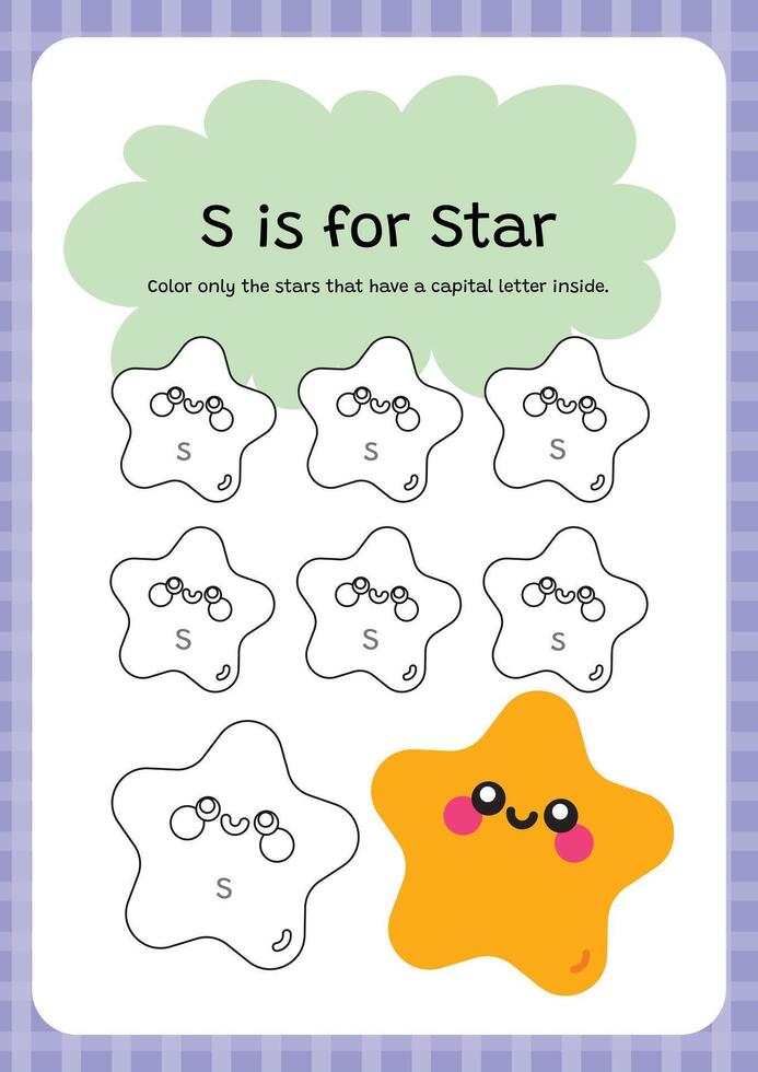 alphabet coloring abc worksheet printable for kids education fun learning activity vector