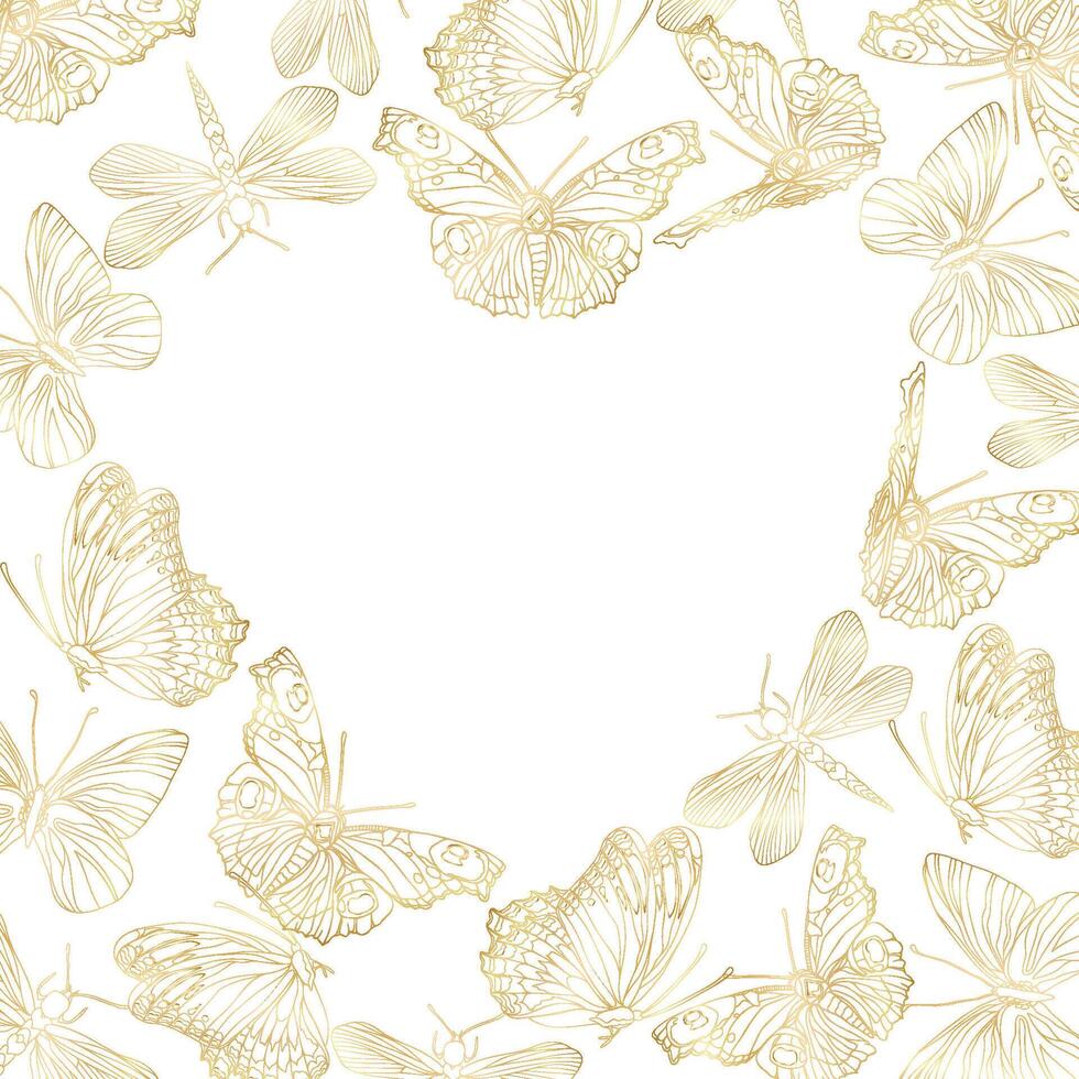 Butterfly heart frame vector