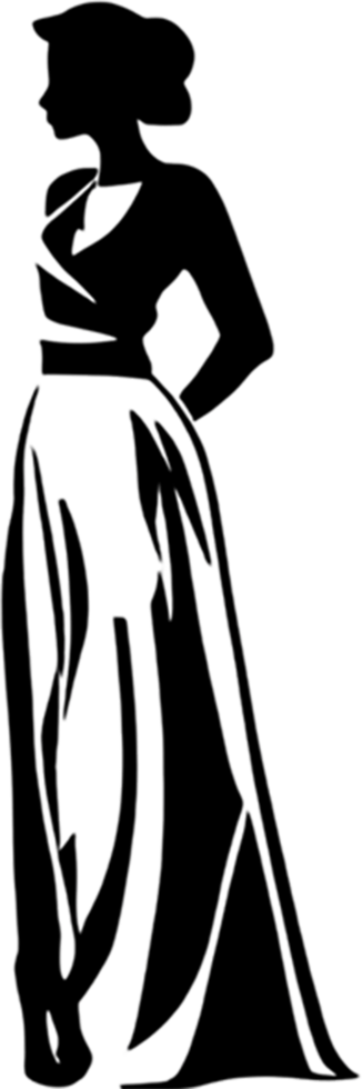 Elegant woman in black standing pose. AI-generated. png