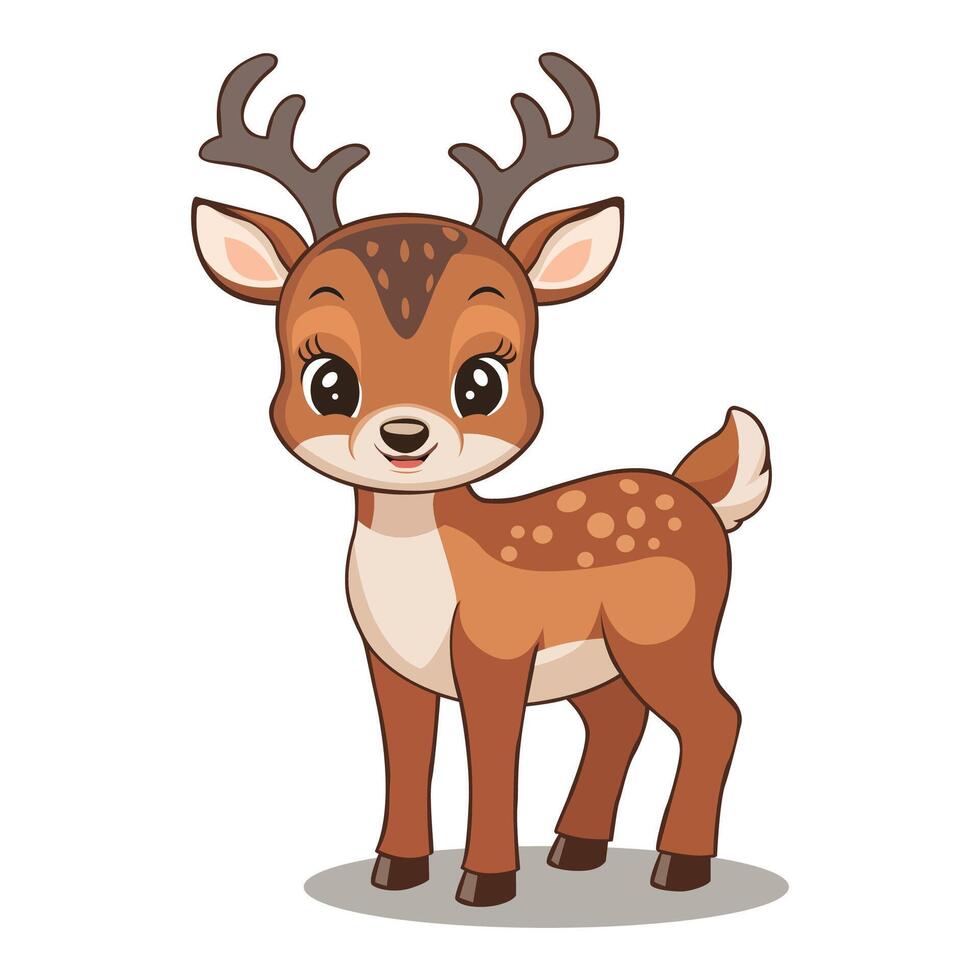 Editable Cartoon Deer Character Illustration vector