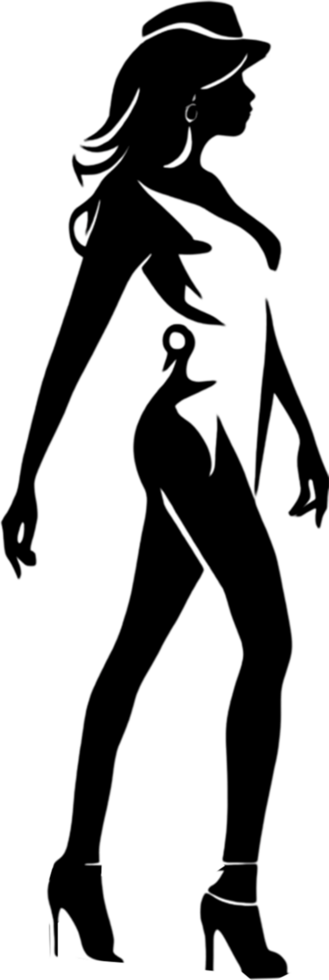 Elegant woman in black standing pose. AI-generated. png