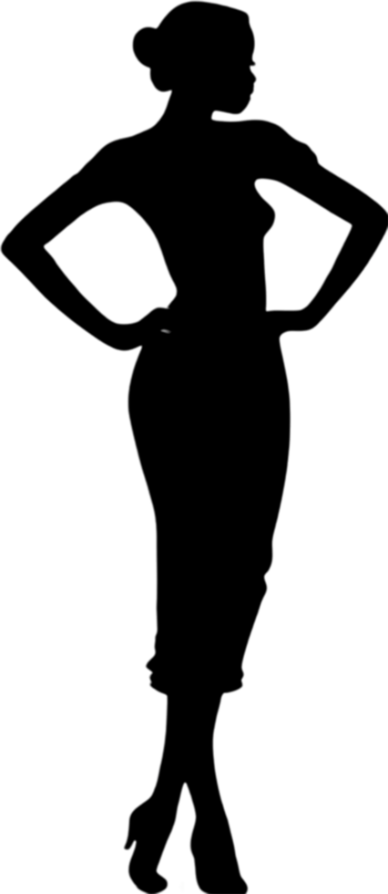 Elegant woman in black standing pose. AI-generated. png