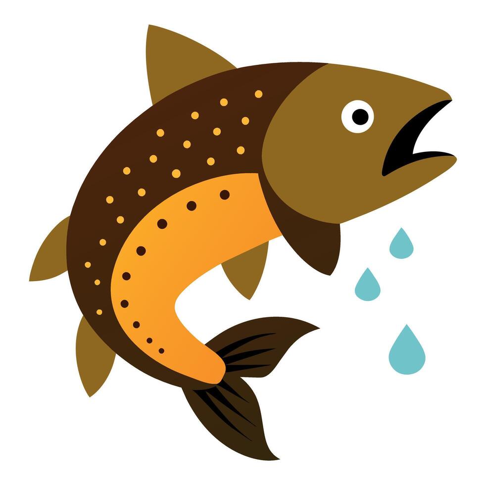 Brown Trout fish cries icon illustration vector