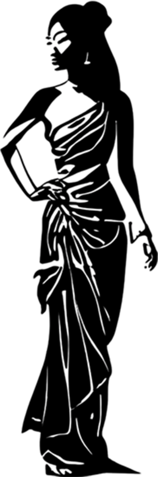 Elegant silhouette showcases graceful femininity in black. AI-generated. png