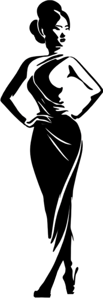 Elegant silhouette showcases graceful femininity in black. AI-generated. png