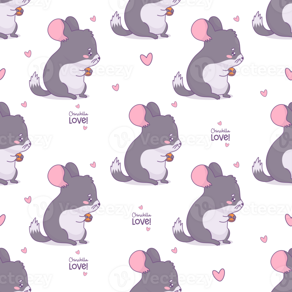 Seamless pattern with cute chinchilla png