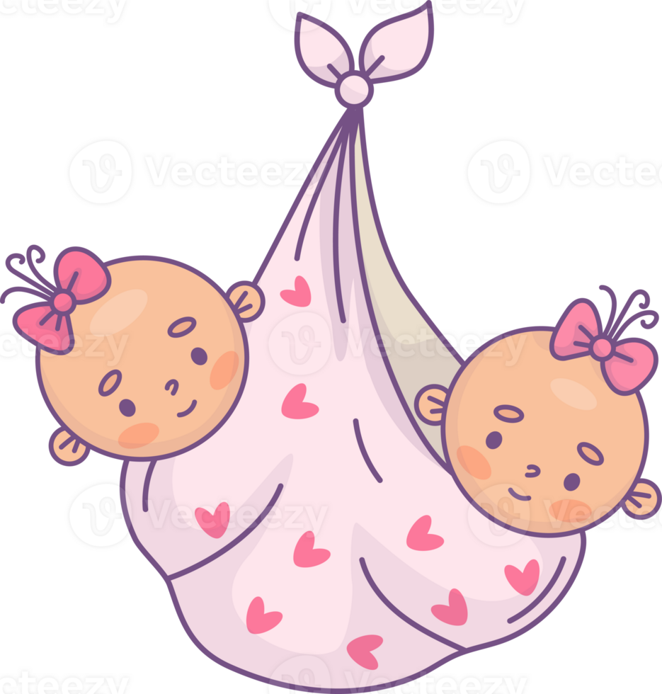 Newborn twins girl in bundle png