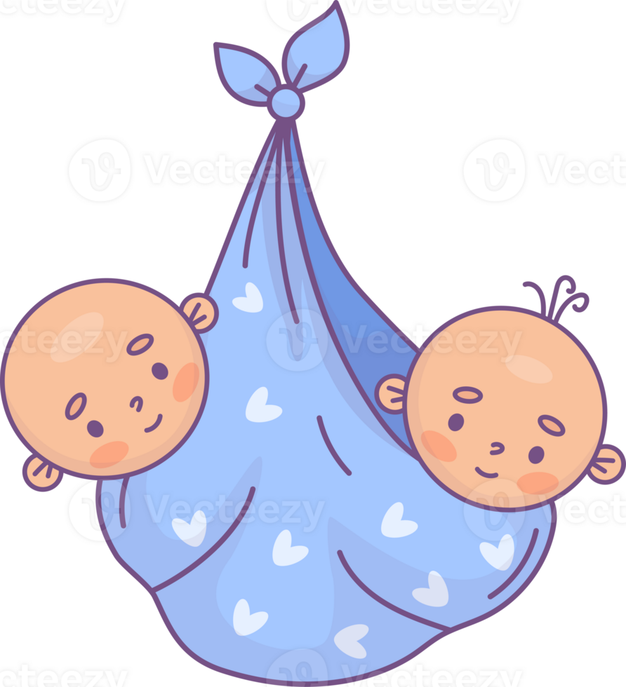 Newborn twins boy in bundle png