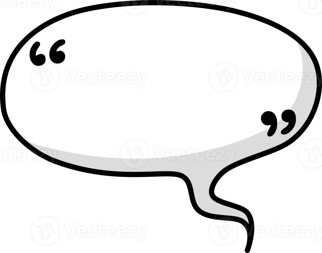 Hand draw doodle Black and white color speech bubble balloon with quotation marks, icon sticker memo keyword planner text box banner png