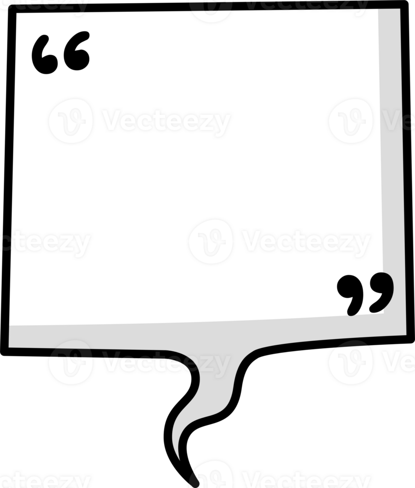 Hand draw doodle Black and white color speech bubble balloon with quotation marks, icon sticker memo keyword planner text box banner png