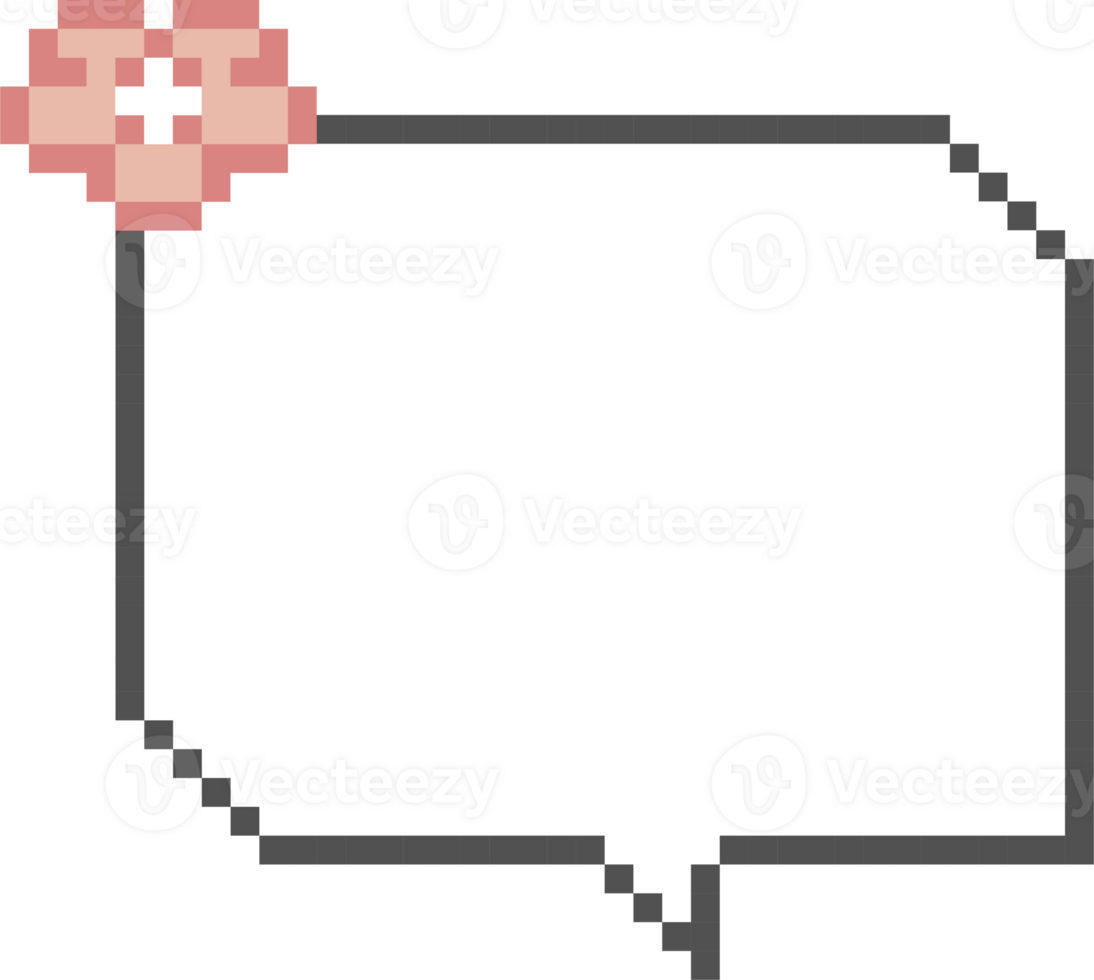 8bit retro game pixel speech bubble balloon icon sticker memo keyword planner text box banner png