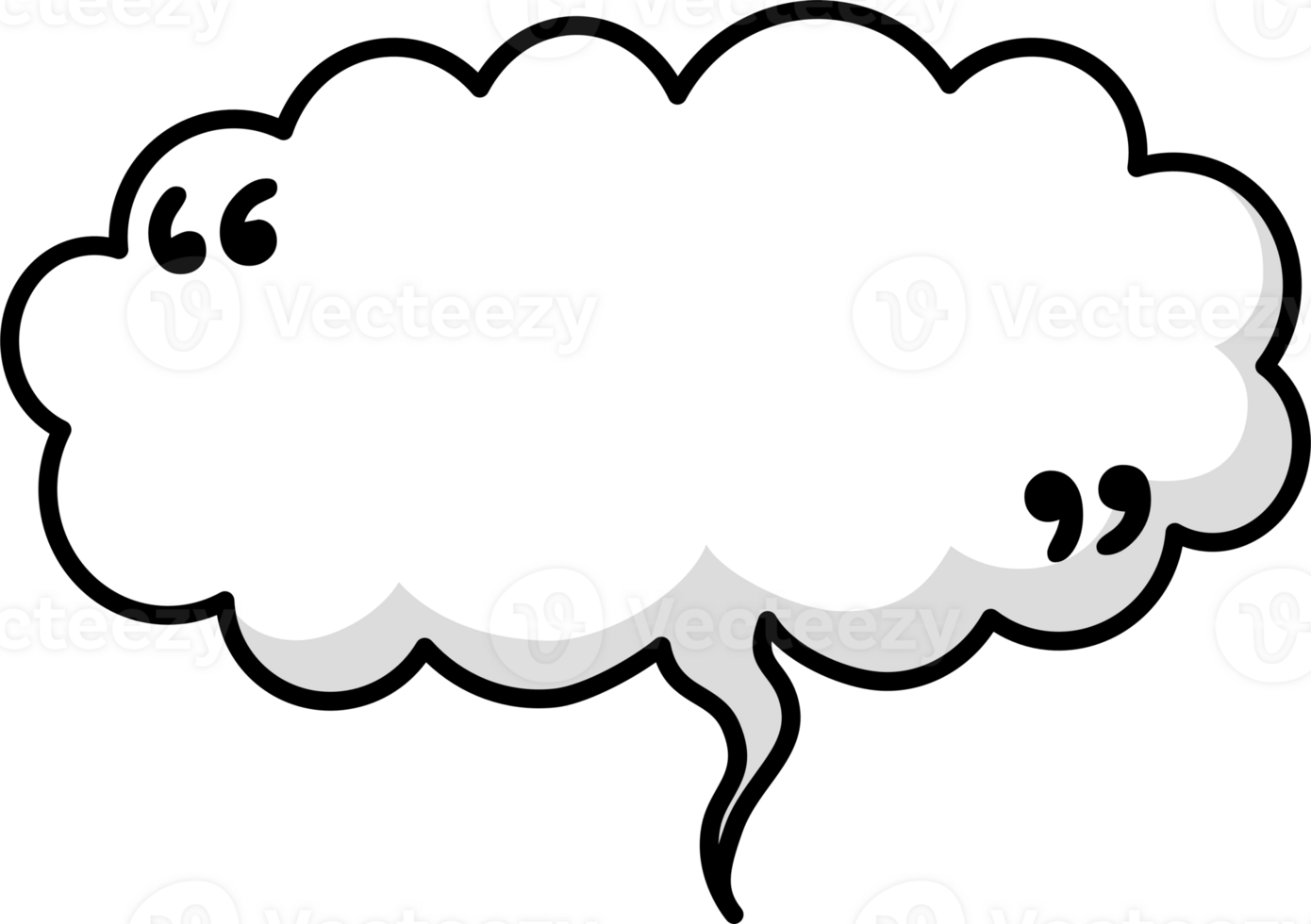 Hand draw doodle Black and white color speech bubble balloon with quotation marks, icon sticker memo keyword planner text box banner png