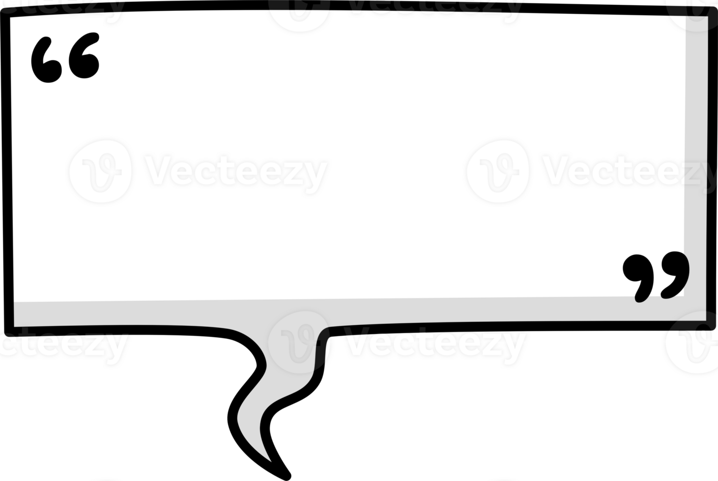 Hand draw doodle Black and white color speech bubble balloon with quotation marks, icon sticker memo keyword planner text box banner png