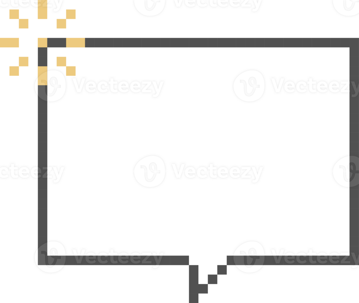 8bit retro game pixel speech bubble balloon icon sticker memo keyword planner text box banner png