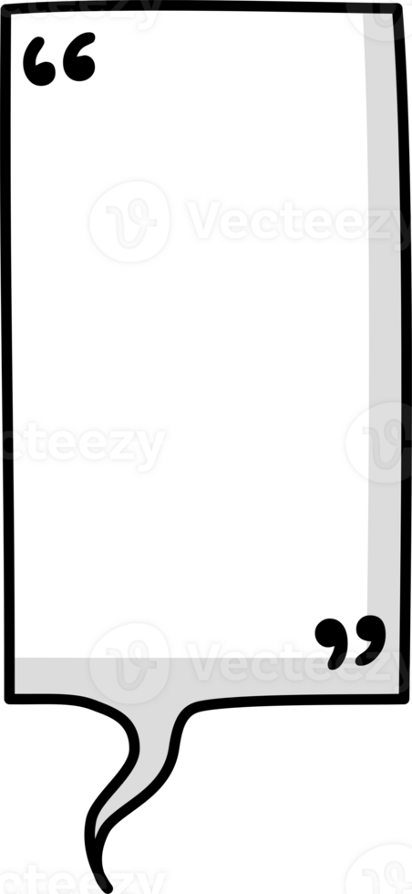 Hand draw doodle Black and white color speech bubble balloon with quotation marks, icon sticker memo keyword planner text box banner png