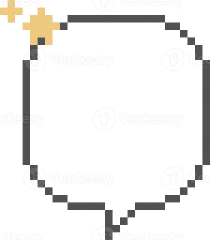 8bit retro game pixel speech bubble balloon icon sticker memo keyword planner text box banner png