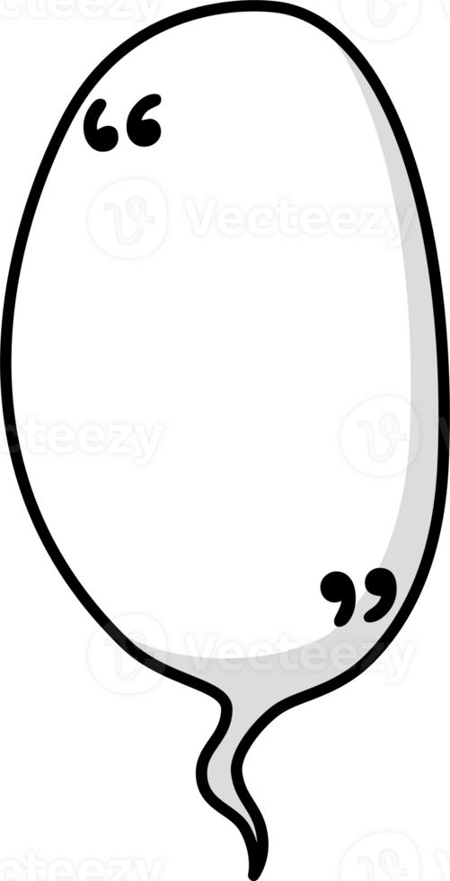 Hand draw doodle Black and white color speech bubble balloon with quotation marks, icon sticker memo keyword planner text box banner png