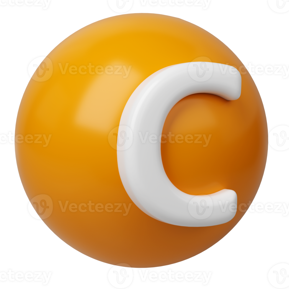 3D Vitamin C round sphere capsule orange golden transparent Icon. Beauty nutrition skincare. Complex for product design. Medical and scientific concept png