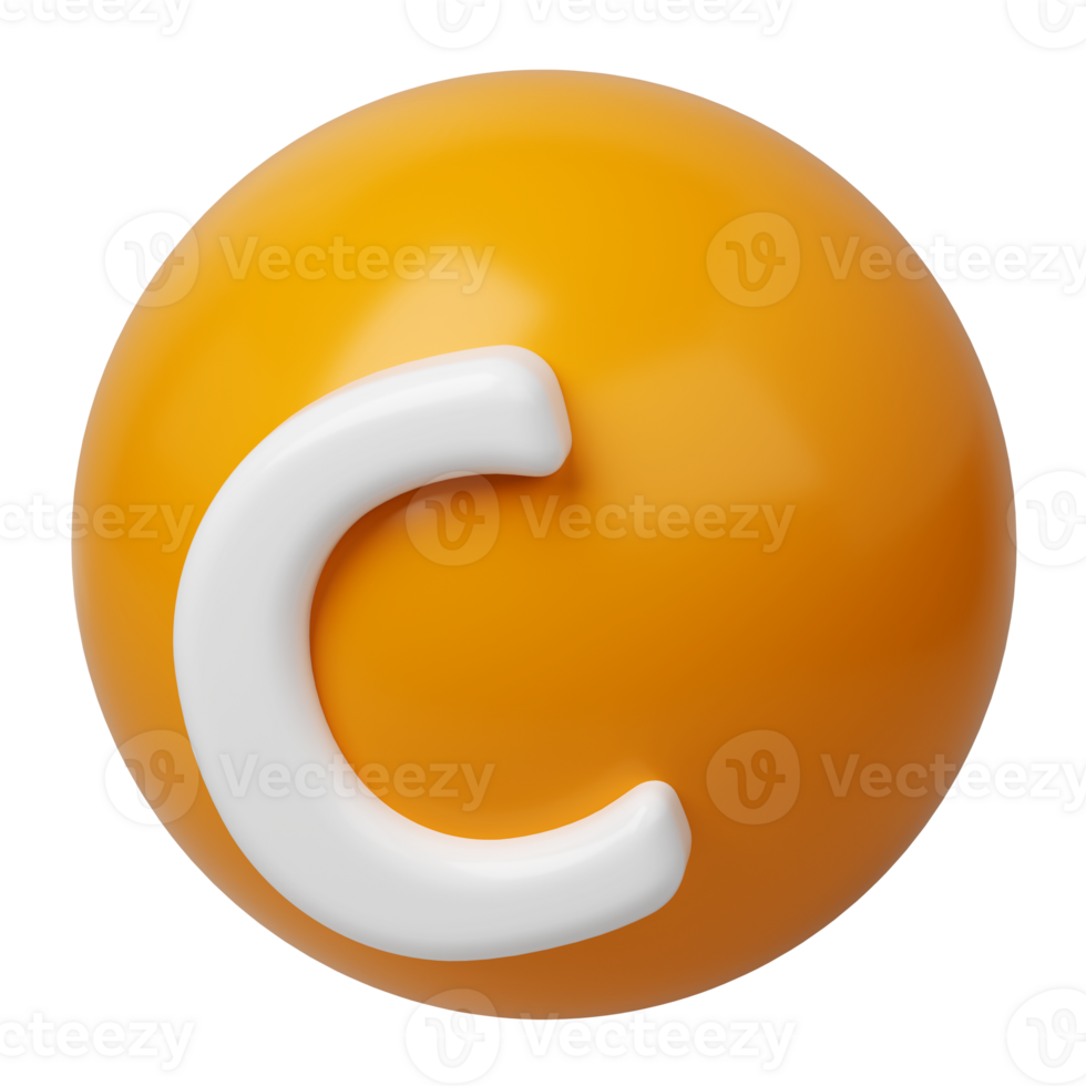 3D Vitamin C round sphere capsule orange golden transparent Icon. Beauty nutrition skincare. Complex for product design. Medical and scientific concept png