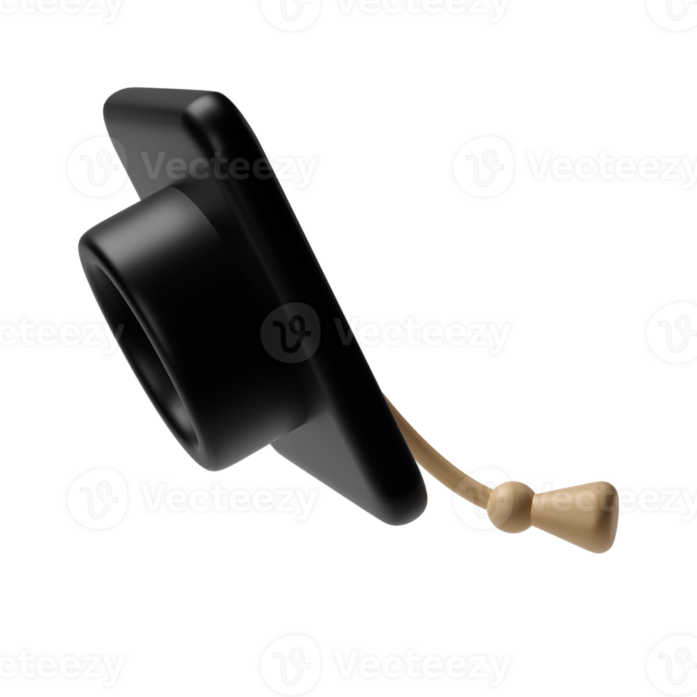3d fly graduate black cap. School icon. Cap in air. Graduation university or college element. Education, training, knowledge concept cartoon illustration png
