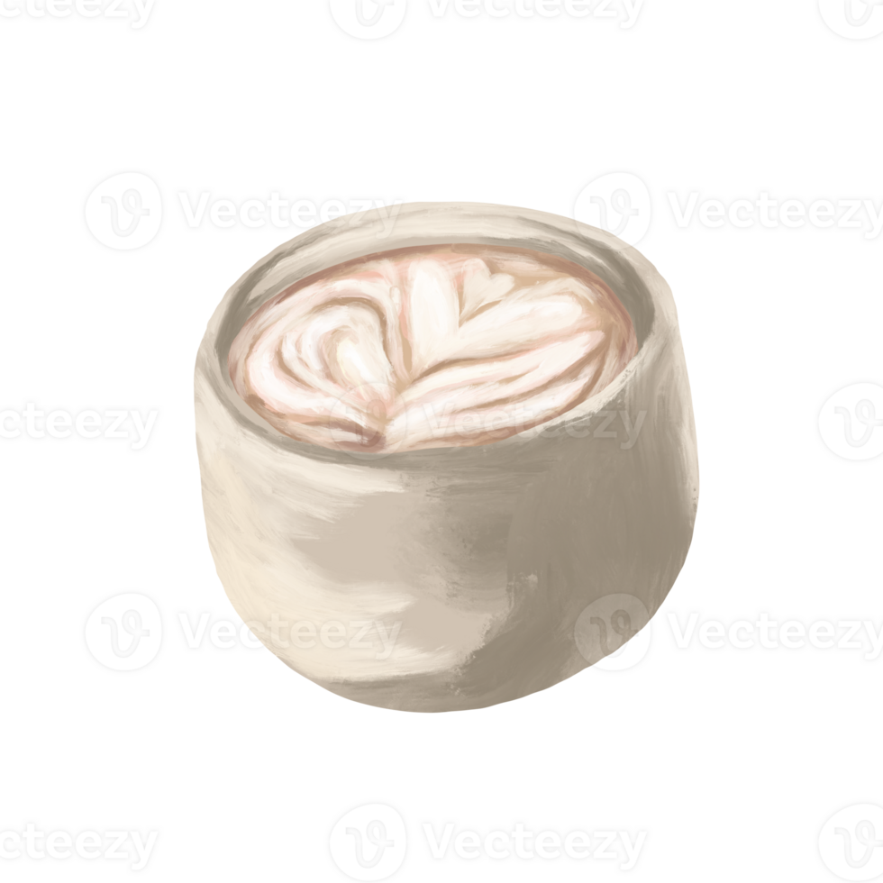 Coffee latte art cafe menu illustration png