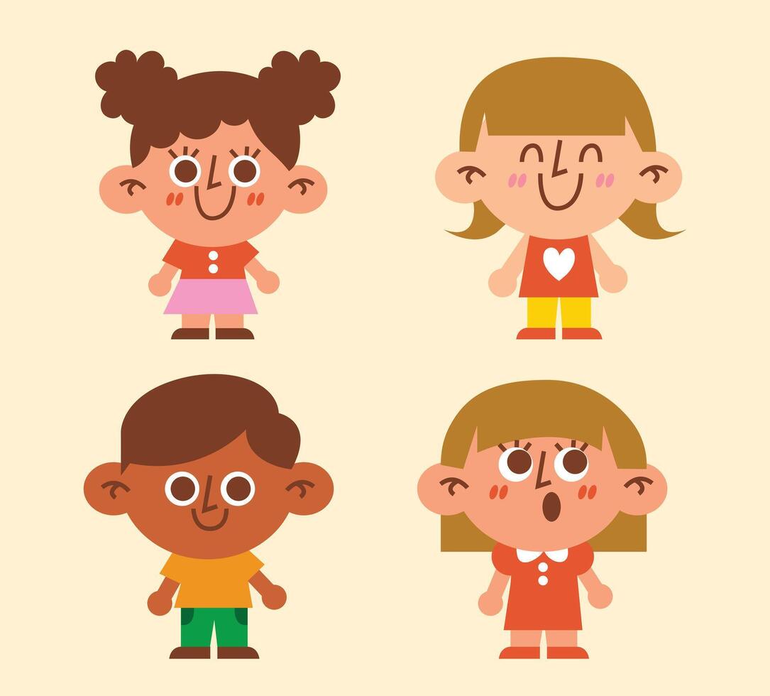 Kids Character kindergarten Bright Colorful Learning Education Illustration vector