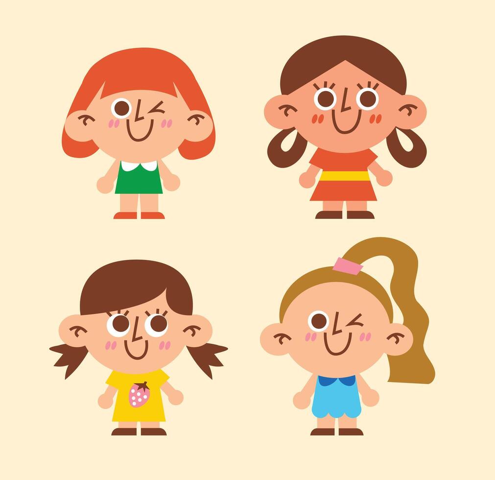 Kids Character kindergarten Bright Colorful Learning Education Illustration vector