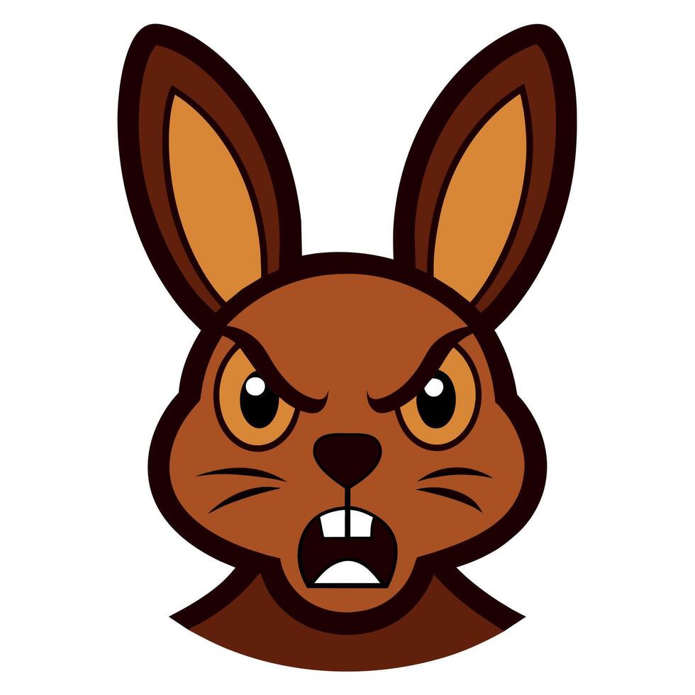 Brown Hare angry icon illustration vector
