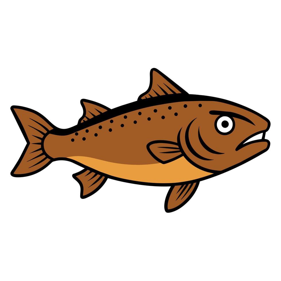 Brown Trout fish angry icon illustration vector