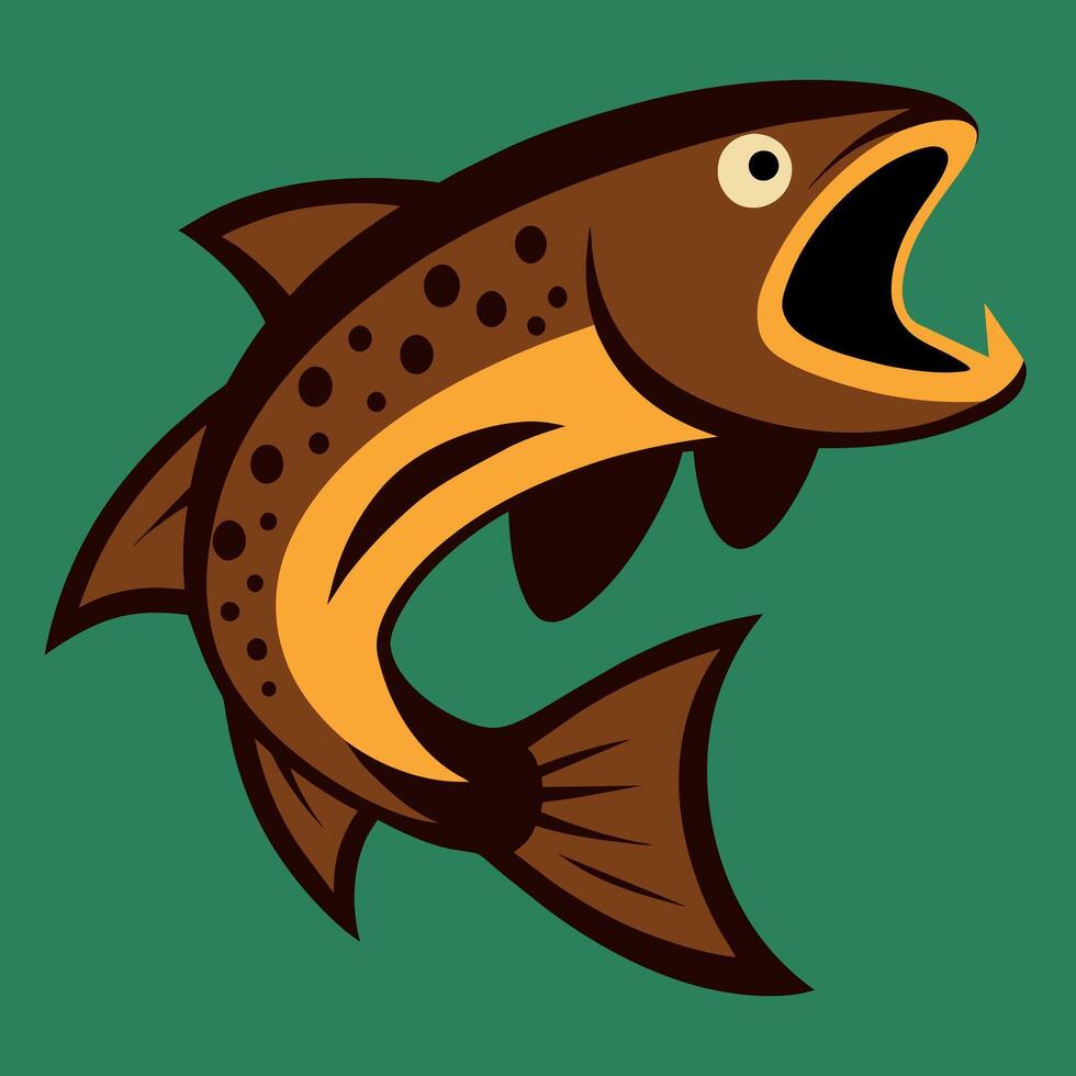 Brown Trout fish screams icon illustration vector