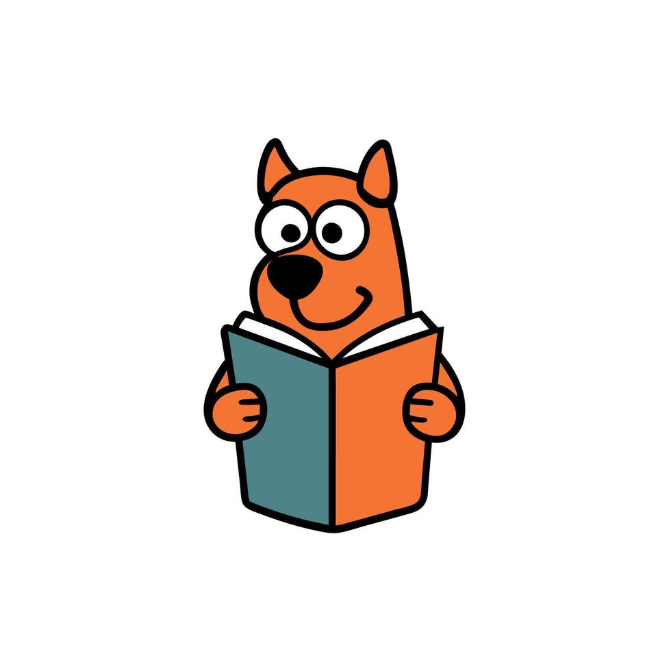 Bullmastiff dog reading icon illustration vector