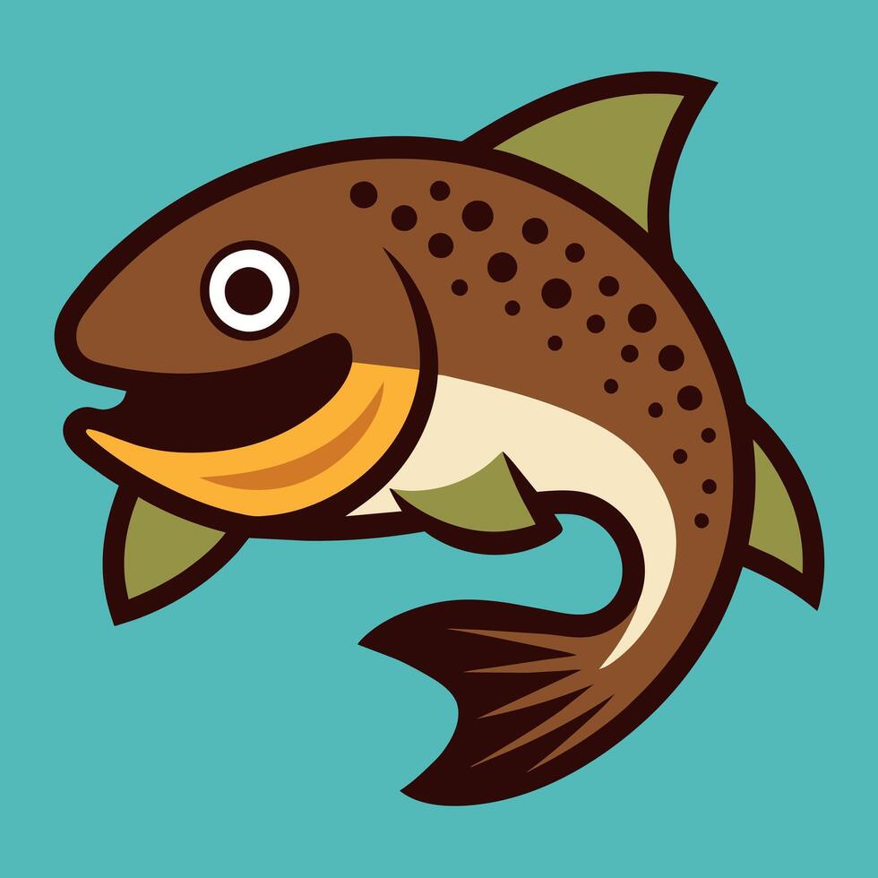 Brown Trout fish smiles icon illustration vector
