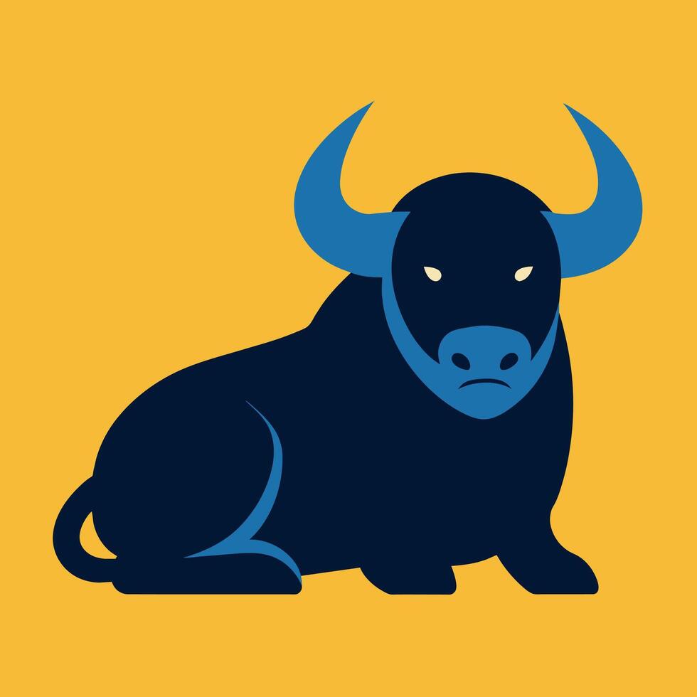 Buffalo sits icon illustration vector