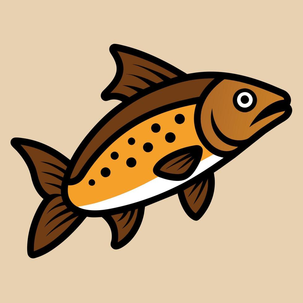 Brown Trout fish sits icon illustration vector