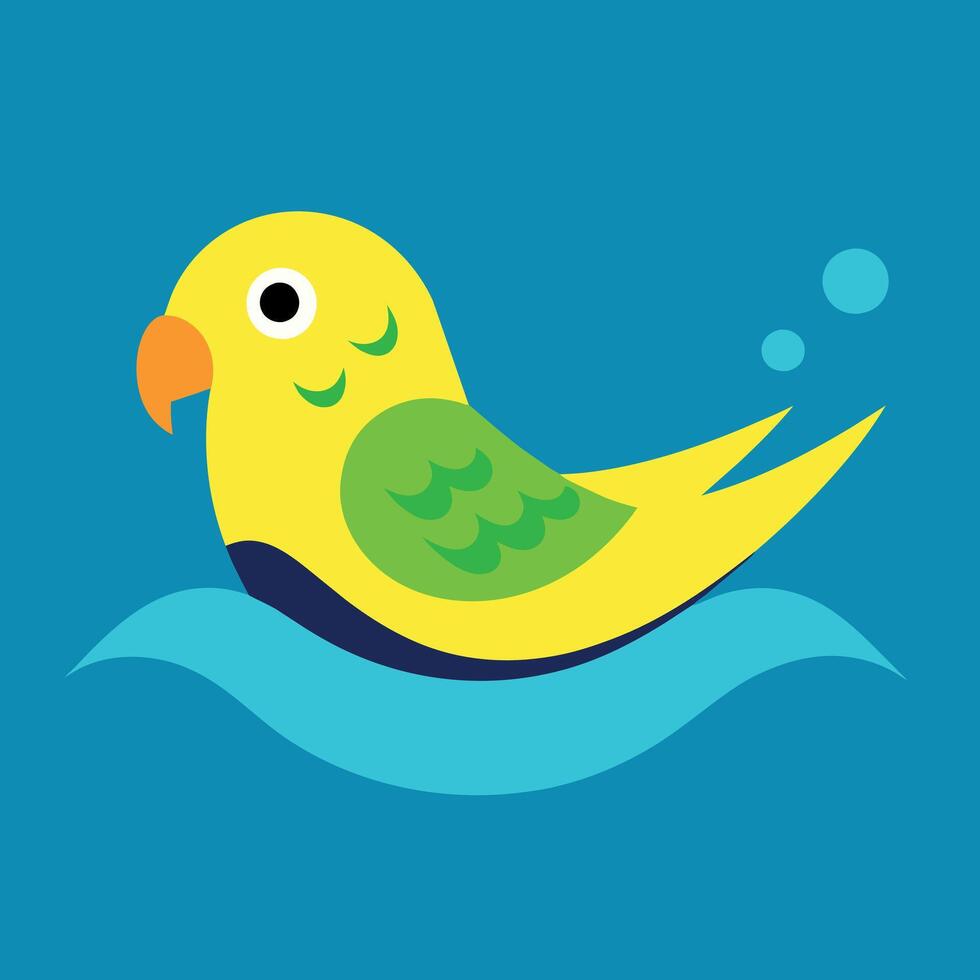 Budgerigar parrot swims icon illustration vector