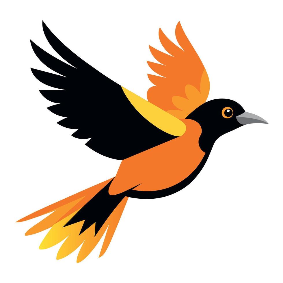 Bullocks Oriole bird flies icon illustration vector