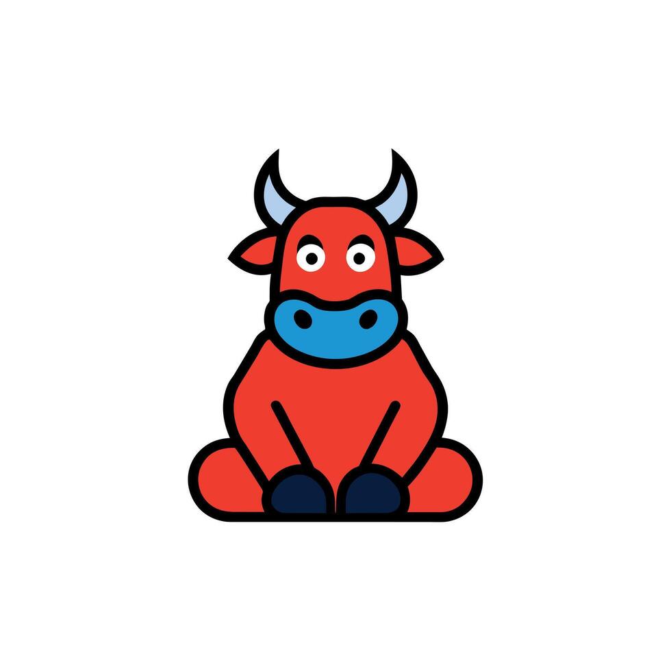 Bull sits icon illustration vector