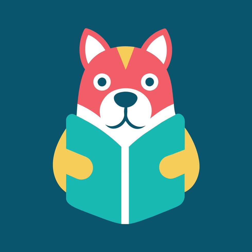 Bullboxer dog reading icon illustration vector