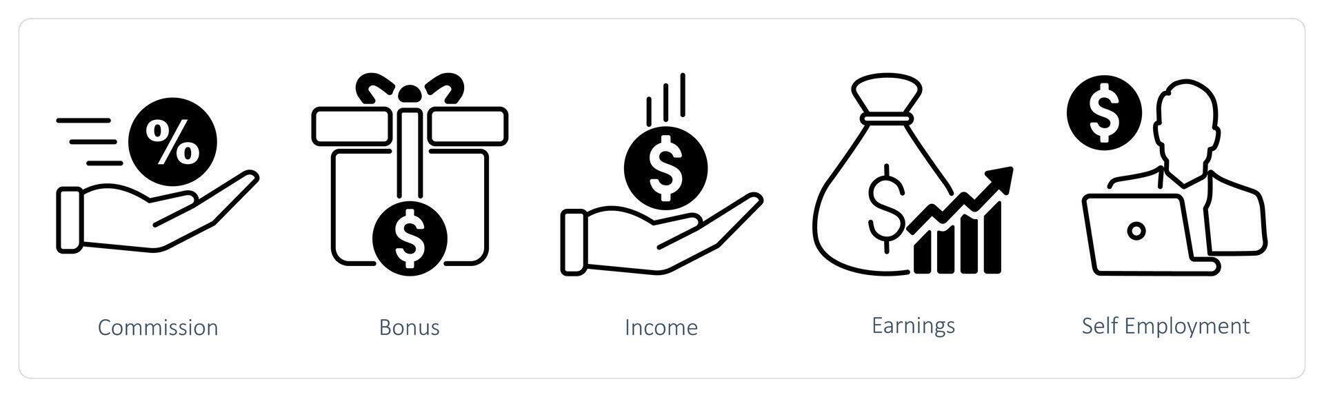 A set of 5 Banking icons as commission, bonus, income vector