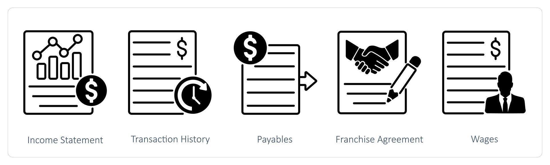 A set of 5 Banking icons as income statement, transaction history vector