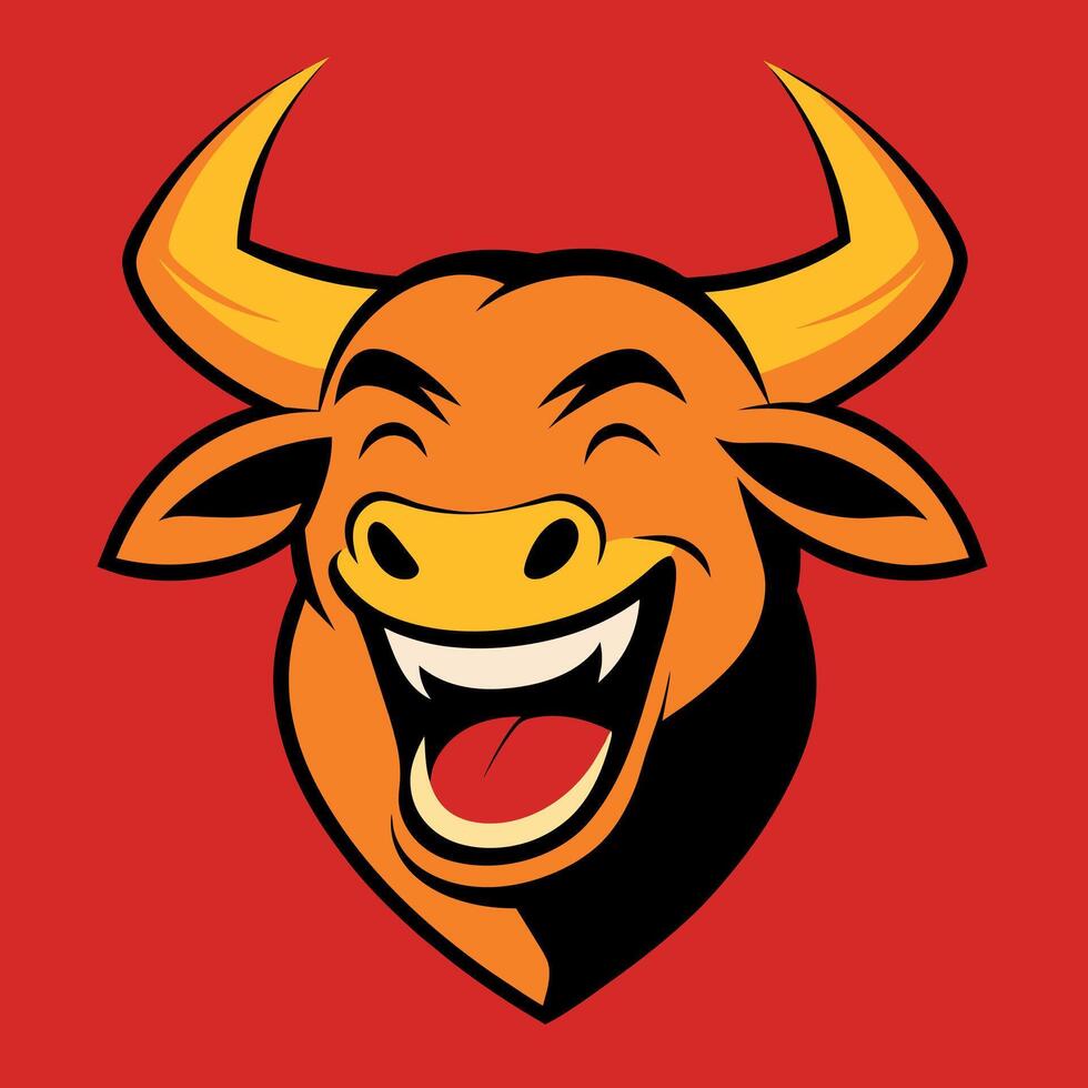 Bull laughs icon illustration vector