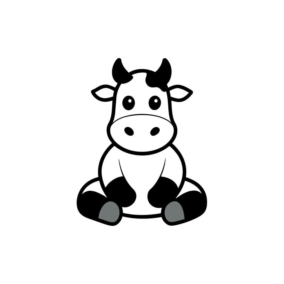Buttercup Cow sits icon illustration vector